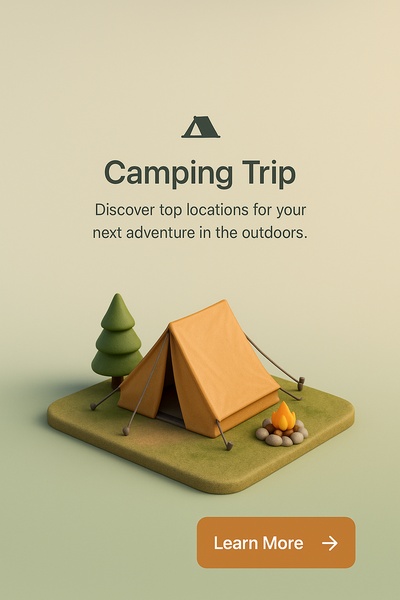 Detailed 3D Camping Scene with Tent and Nature Elements