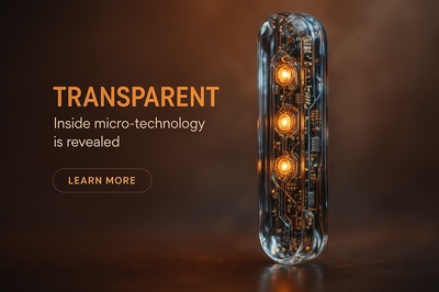 Hyperrealistic 3D Scene of Micro-Technology in Glass