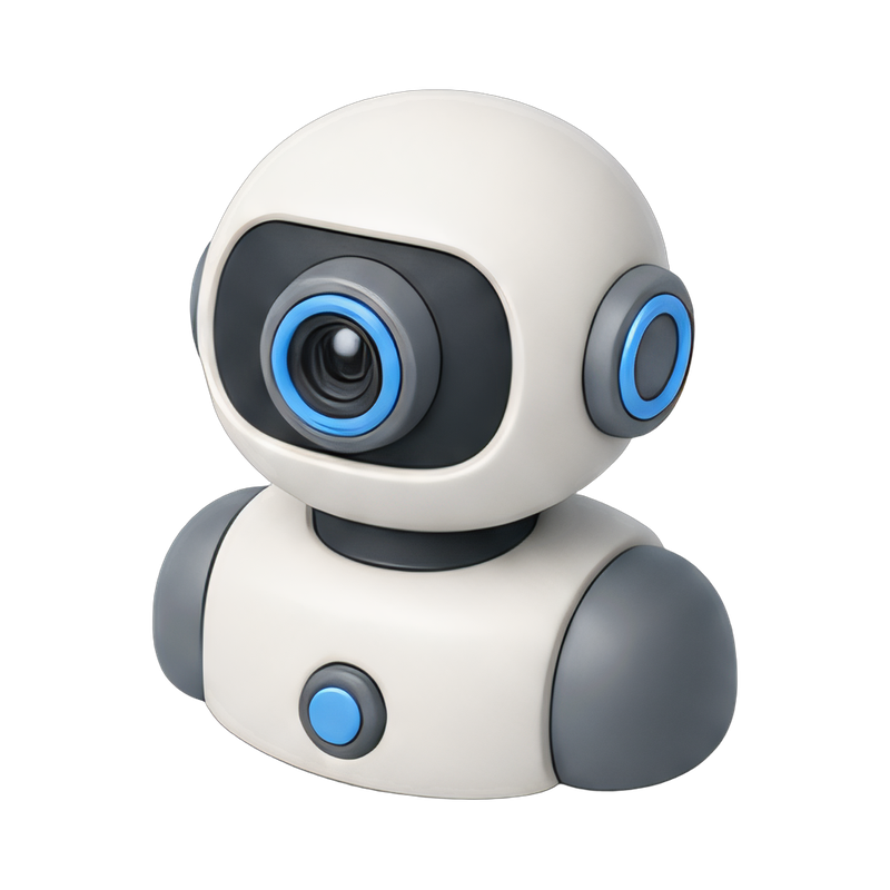robot bust with camera lens