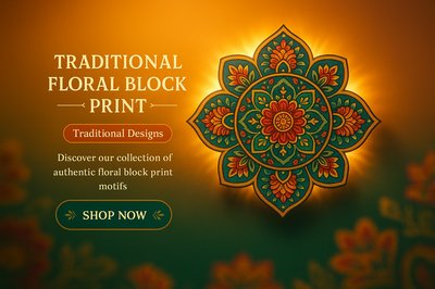 Vibrant Traditional Floral Block Print Design Promotion