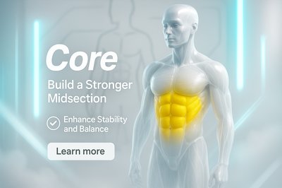 Fitness Promotional Graphic Highlighting Core Strength