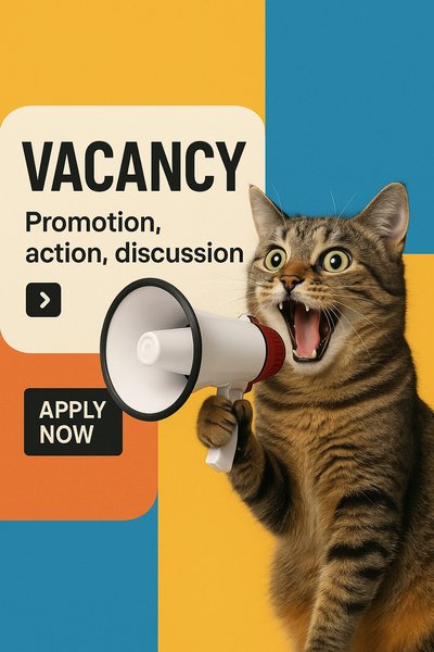Vibrant Cat with Megaphone in Corporate Style
