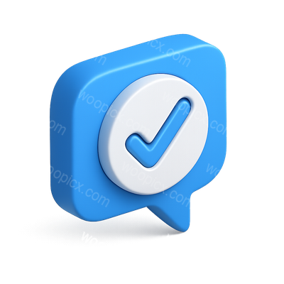 3D Checkmark Icon with Text Bubble Design