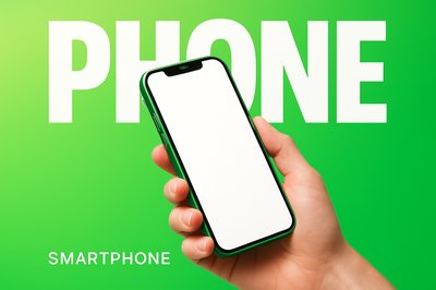 Glossy Smartphone in Hand Against Bold Gradient Background