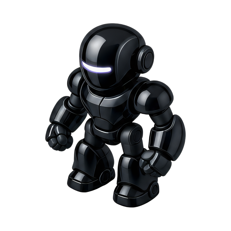 glossy black obsidian robot
