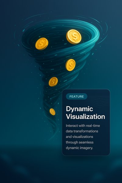 Tornado of Data with Glowing Coins in 3D Illustration