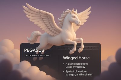 Elegant 3D Pegasus Illustration for Web Design Concept