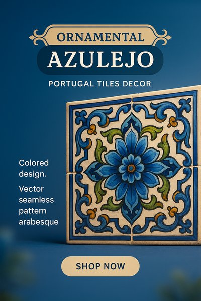 Ornamental Azulejo Design for Portugal Tiles Decor