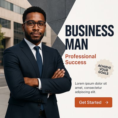 Professional Business Man Portrait with Engaging Design Elements