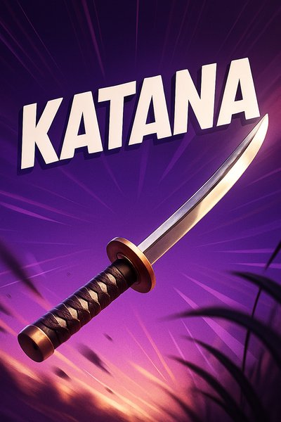 Dynamic Katana Illustration with Bold Typography