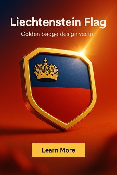 Golden Badge Design Featuring Liechtenstein Flag