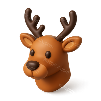 3D Icon of a Buck with Antlers in Isometric View