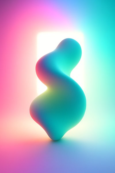 Abstract Mint Green and Seafoam Blue Shape with Backlight