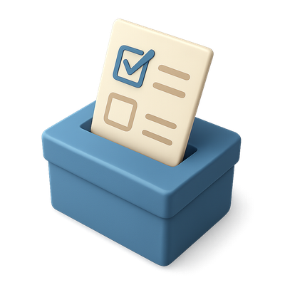 3D Ballot Icon with Checkmark Design