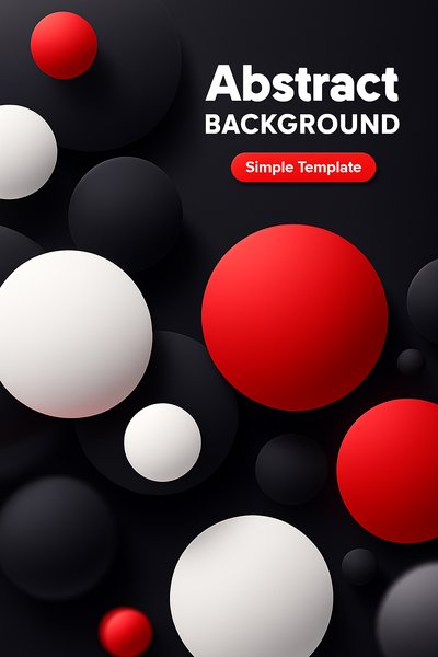 Dynamic 3D Abstract Circles in Red, Black, and White