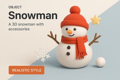 Modern 3D Snowman Advertisement with Dynamic Design