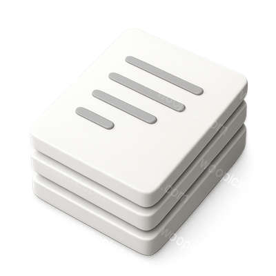 3D Icon of a Stack of Papers with Isometric Design