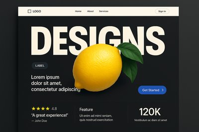 Modern Landing Page Design Featuring Lemons and Bold Typography