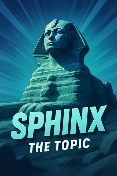 Stylized Image of the Sphinx with Bold Typography