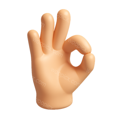 Stylized 3D OK Hand Gesture Icon with Isometric View