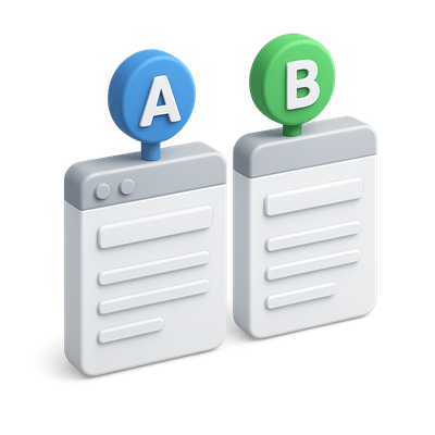 3D A/B Testing Icon with Volumetric Design