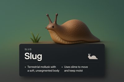 3D Illustration of a Slug with Informative Label and Background
