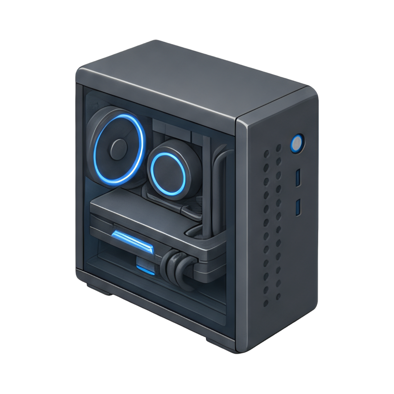 sleek glass side PC tower