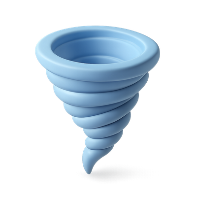 Stylized 3D Tornado Icon with Volumetric Effect