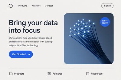 Stylish Corporate Landing Page Design with Optical Fiber Theme