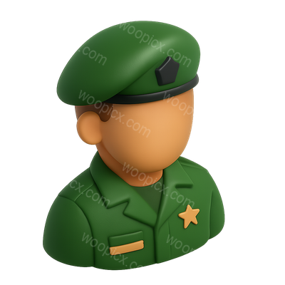 3D Green Beret Icon in Isometric View