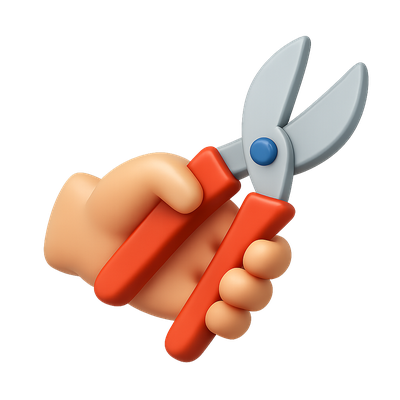 3D Icon of Pruning Shears in a Hand