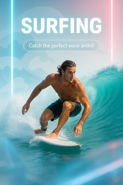 Dynamic Surfing Action with Vibrant Colors