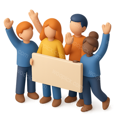 Colorful 3D Icon of People Celebrating Together