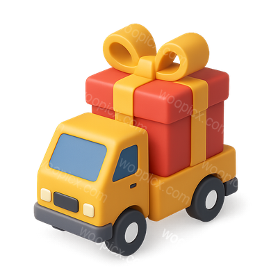 Colorful 3D Delivery Truck with Gift Box Illustration