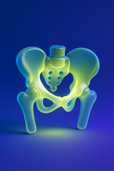 Realistic Glowing Pelvis Icon in 3D Style