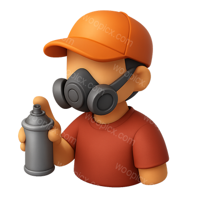 3D Graffiti Artist Icon with Spray Can