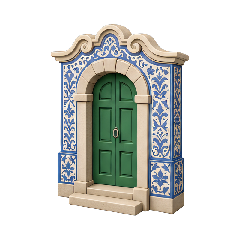 colorful portuguese azulejo doorway