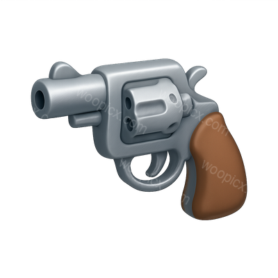 3D Icon of a Revolver with Brown Grip
