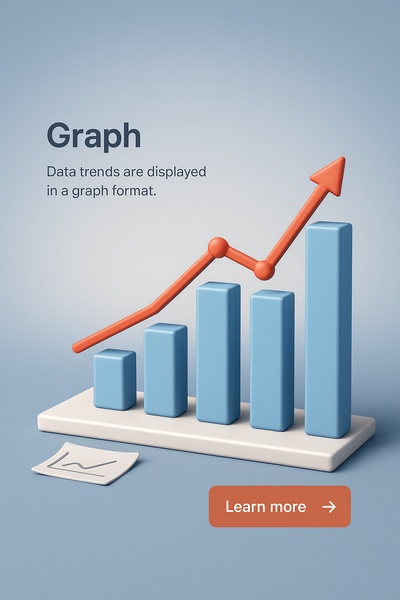 Detailed 3D Graph Illustration with Action Button and Text