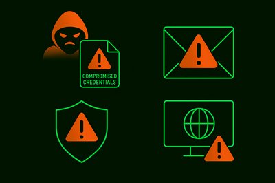 Cybersecurity Alert Graphic Featuring Threat Icons