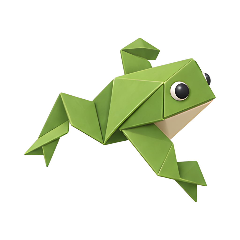 colorful origami jumping frog