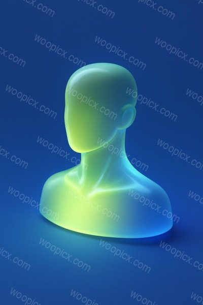 Glowing 3D Icon of a Neck Bust in Soft Colors