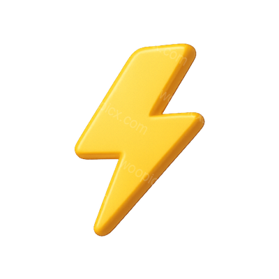 Bright Yellow Lightning Bolt Icon