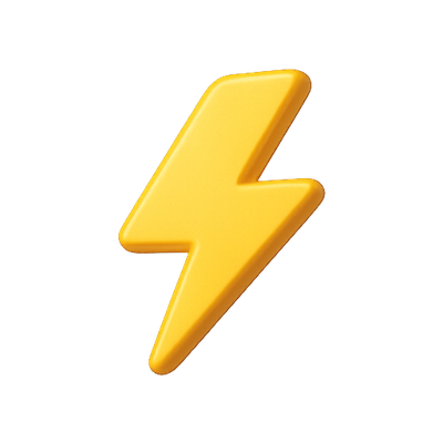Bright Yellow Lightning Bolt Icon