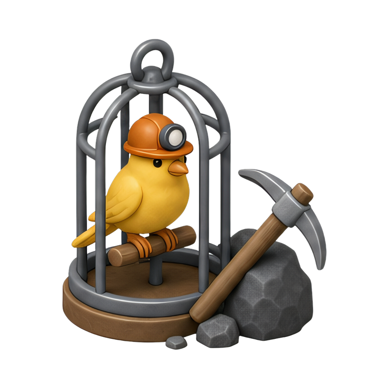 Canary in a mining cage