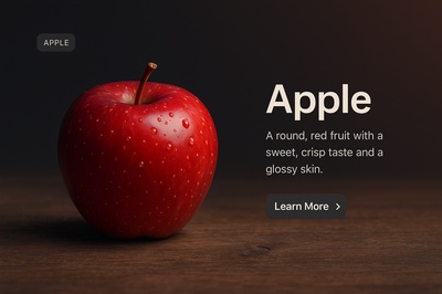 Realistic 3D Scene of an Apple with Text Overlay
