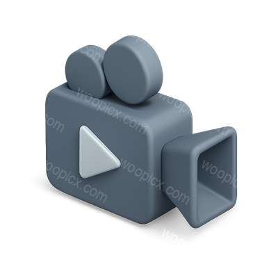 Stylized 3D Video Icon with Isometric Design