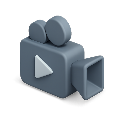 Stylized 3D Video Icon with Isometric Design