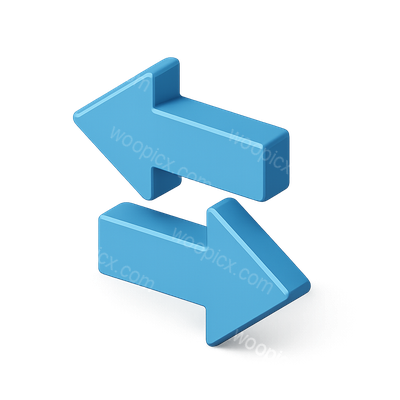 3D Opposing Arrows Icon with Isometric View