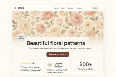 Bright Floral Landing Page with Neon Accents